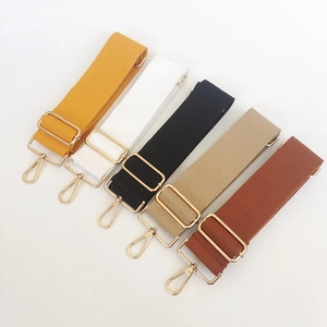 Adjustable cotton canvas shoulder straps in five colors with golden metal lobster clasps