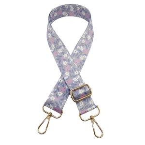 Bandoulière réglable à motif floral violet avec boucles dorées pour sacs à main