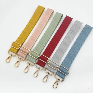 Adjustable Wide Shoulder Bag Strap Replacement Women Geometric Jacquard Fabric Purse Strap With Metal Lobster Buckle Hardware