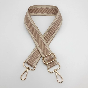 Bandoulière large tissée réglable avec fil métallique doré et attaches pour sacs à bandoulière