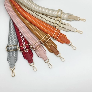 Adjustable 5cm wide gradient guitar style bag strap with gold metal hooks for handbags