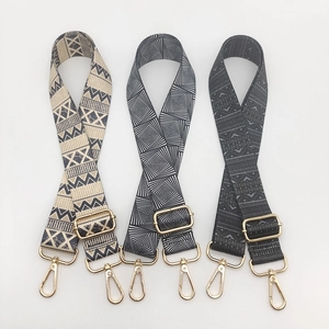 Ethnic Geometric Printed Wide Bag Strap Replacement Adjustable Crossbody Shoulder Strap With Metal Hook For Women Purse Accessories