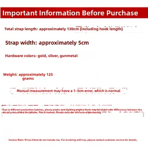 Detailed size specifications for adjustable ethnic style nylon bag strap with metal hooks