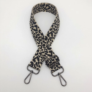 Adjustable leopard print wide replacement bag strap with gunmetal swivel hooks