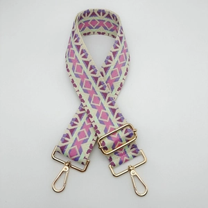 Bohemian geometric 5cm wide replacement shoulder strap with gold swivel hooks and buckle