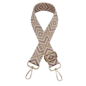 Adjustable wide shoulder strap with purple diamond jacquard and gold metal buckles