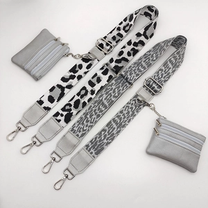 Adjustable Wide Polyester Bag Strap Set With Mini Coin Purse Leopard Pattern Ethnic Style Replacement Belt For Handbags
