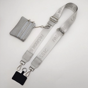 Silver adjustable shoulder strap with fashion lettering and matching mini coin purse pouch