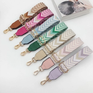 Adjustable Wide Woven Bag Strap Replacement Colorful Chevron Pattern Shoulder Strap For Handbags Crossbody Bags Ethnic Style Polyester Belt