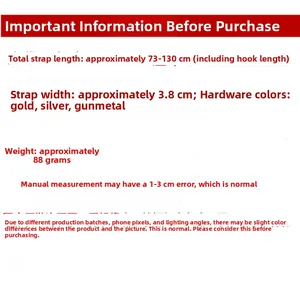 Spécifications de la bandoulière de rechange réglable de 3,8 cm de large et 73-130 cm