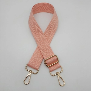 Bandoulière large réglable rose clair avec boucles en métal doré pour sacs à main