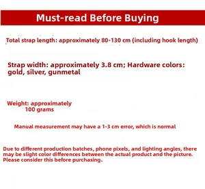 Detailed size specifications for adjustable 3.8cm wide canvas bag shoulder straps