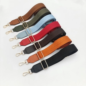 Adjustable Wide Shoulder Bag Strap Polyester Crossbody Replacement Belt With Alloy Hooks Chevron Pattern Woven Purse Accessory