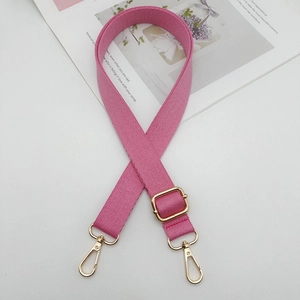Bandoulière réglable en nylon rose pour sac à main avec mousquetons pivotants dorés
