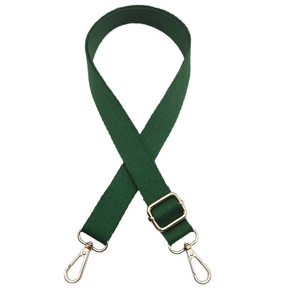 Bandoulière tissée réglable vert foncé avec fermoirs mousquetons en métal doré pour sacs