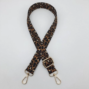 Adjustable leopard print replacement shoulder strap with gold metal lobster clasps