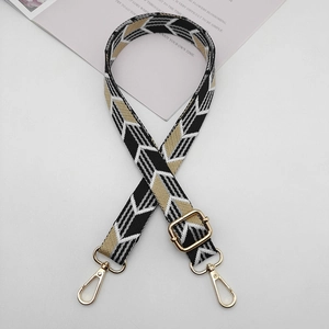 Adjustable wide canvas replacement shoulder strap with geometric diamond patterns for handbags