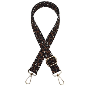 Adjustable leopard print replacement shoulder strap with gold metal hooks for handbags