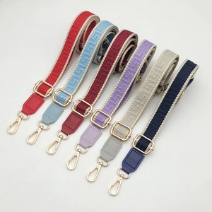Adjustable Wide Shoulder Strap Replacement For Crossbody Bags Polyester Woven Geometric Pattern Purse Accessory With Metal Hooks