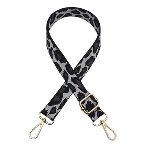 Adjustable leopard jacquard shoulder strap with gold metal lobster hooks for bags