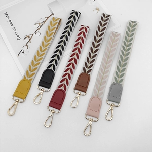 Short wrist lanyard sets with leaf patterns and gold metal lobster clasps