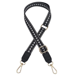 Adjustable 2.5cm replacement bag strap with black and white arrow pattern and gold hardware