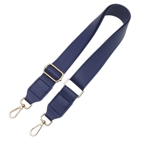 Adjustable dark blue PU leather replacement strap with gold lobster clasps for handbags