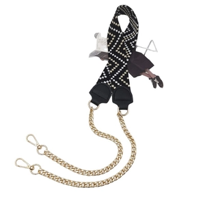 Ethnic style woven shoulder strap with gold metal chains and lobster clasps for handbags