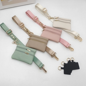 Verstelbare Nylon Telefoonkoord Set Met Mini Portemonnee PU Leer Polsband Metalen Haak Voor Dames Universele Tas Schouderriem
