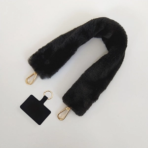 Winter Plush Faux Fur Phone Lanyard Crossbody Bag Strap Replacement With Metal Buckle And Phone Patch For Women