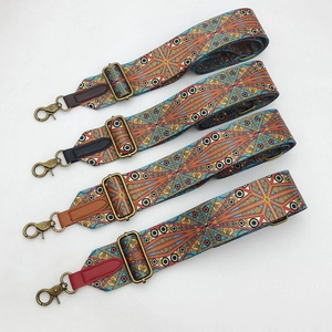 Bohemian Ethnic Wide Bag Strap Adjustable Colorful Geometric Pattern Shoulder Strap For Handbags Crossbody Purse Polyester Replacement Belt With Metal Hooks