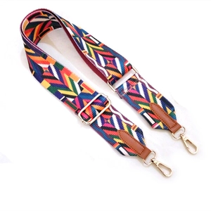 Bandoulière colorée réglable style ethnique pour sacs avec boucles dorées