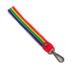 Rainbow striped woven strap with silver swivel metal lobster clasp for bags and accessories