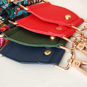 Adjustable wide canvas and leather crossbody bag strap with no edge paint craft