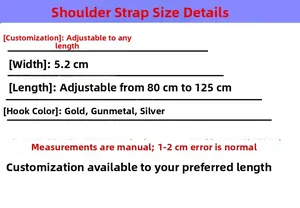 Adjustable 5.2cm wide replacement canvas bag strap with 80-125cm length options