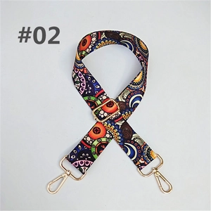 Bandoulière large réglable style bohème avec motifs floraux colorés et boucles dorées