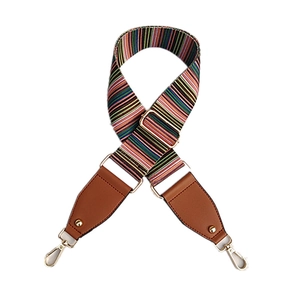 Adjustable colorful striped woven shoulder strap with gold hooks for crossbody bags