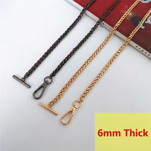 6mm thick gold and gunmetal twist chain strap with lobster clasp for crossbody handbags