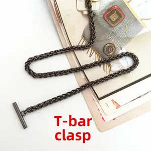 Detailed view of gunmetal toggle clasp and twist metal chain strap for DIY handbags