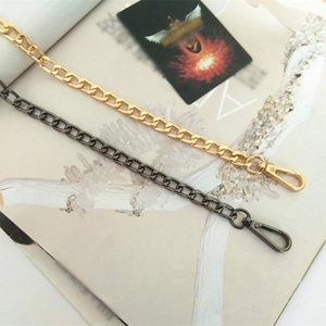 Golden and gunmetal flat metal replacement chains for handbags with lobster clasps