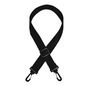 Adjustable black cotton canvas shoulder strap with durable plastic swivel hooks for bags