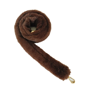 Faux rabbit fur plush shoulder strap for women bags with golden metal buckles