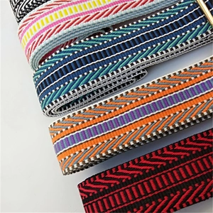 Ethnic style adjustable wide shoulder straps with colorful jacquard embroidery for handbags
