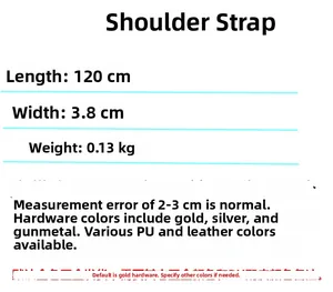 Detailed specs for 120cm x 3.8cm adjustable bag strap with PU and metal hardware