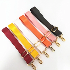Durable nylon shoulder straps in six colors with adjustable gold metal buckles