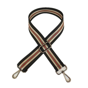 Bandoulière large ajustable en nylon à rayures rouges et vertes avec mousqueton bronze