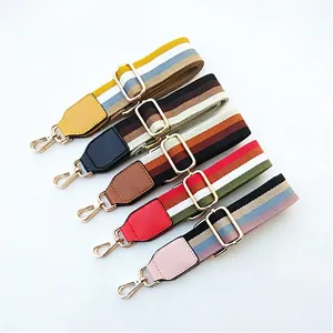 Adjustable colorful striped thick canvas replacement shoulder straps for crossbody bags