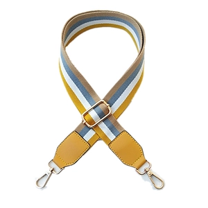 Adjustable wide cotton shoulder strap with colorful stripes and gold metal hardware