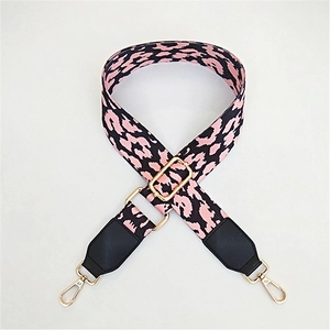 Tracolla regolabile larga con stampa leopardata rosa e ganci dorati per borse da donna