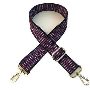 Ethnic style woven replacement shoulder strap with colorful geometric patterns and gold clips